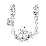 Playful Cat with Butterfly Safety Chain Charm