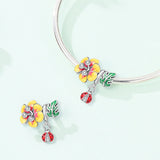 Plumeria Flower, Leaf & Ladybug Charm
