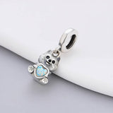 Pomeranian Dog with Heart Stone Dangle Charm