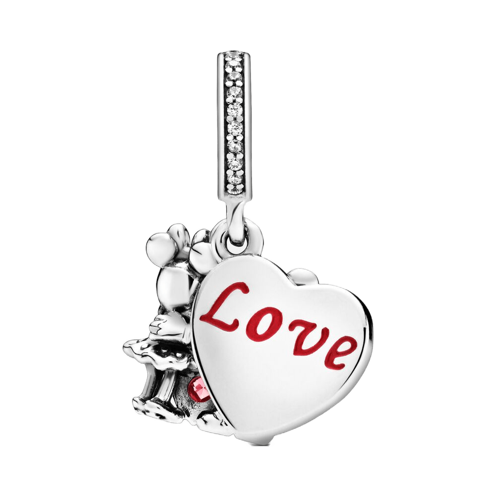 Disney Mickey and Minnie Love Heart Dangle Charm