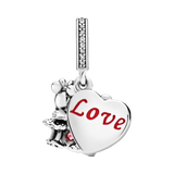 Disney Mickey and Minnie Love Heart Dangle Charm