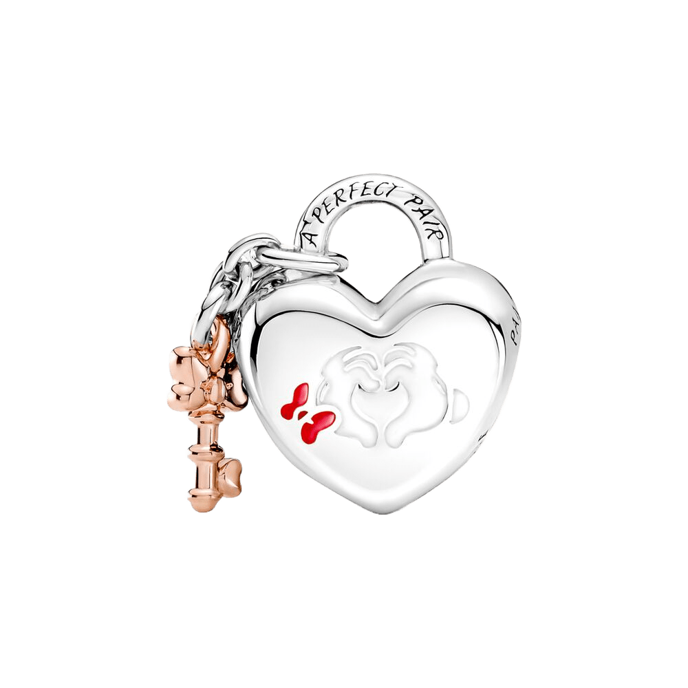 Disney Mickey and Minnie Padlock Heart Charm