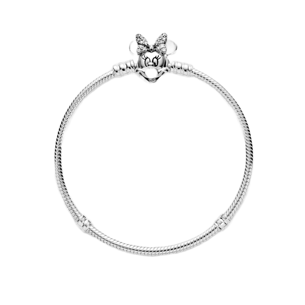 Disney Minnie Mouse Pave Clasp Snake Chain Bracelet