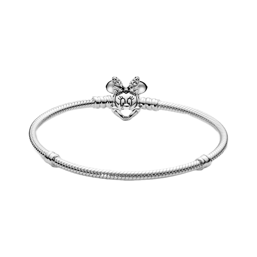 Disney Minnie Mouse Pave Clasp Snake Chain Bracelet