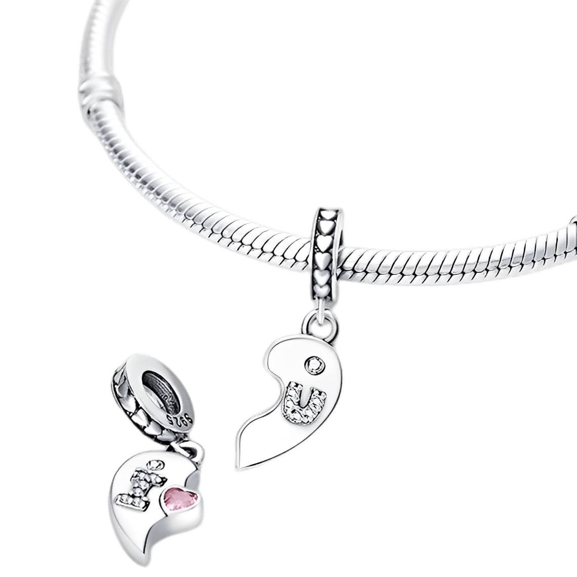 I Love You Split Heart Dangle Charm