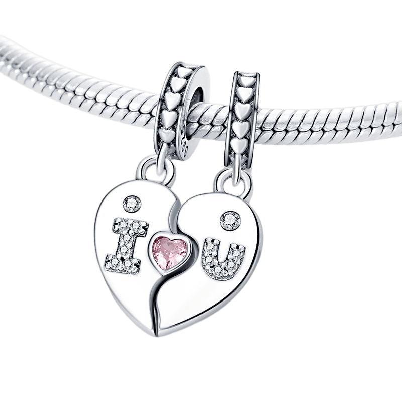 I Love You Split Heart Dangle Charm