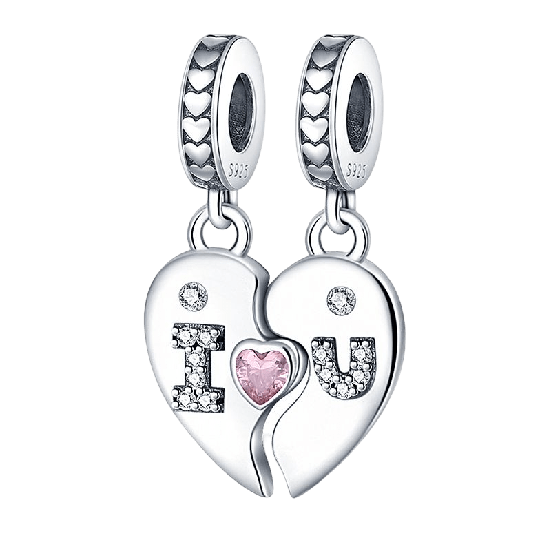 I Love You Split Heart Dangle Charm