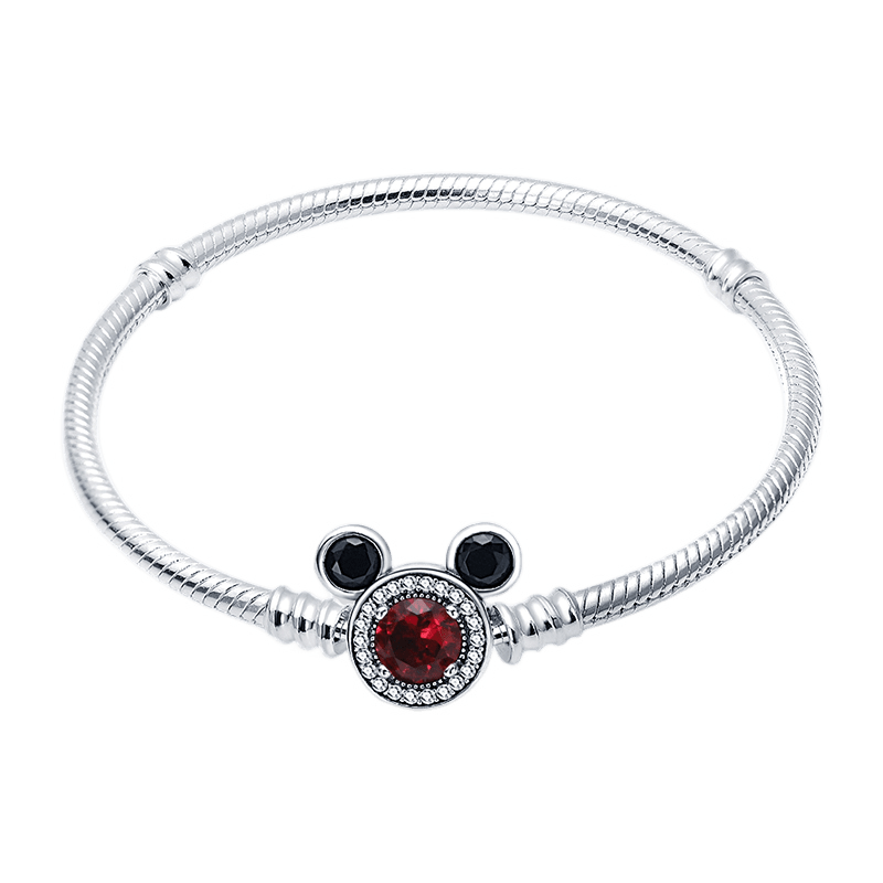 Disney Mickey Mouse Red Gem Snake Chain Bracelet