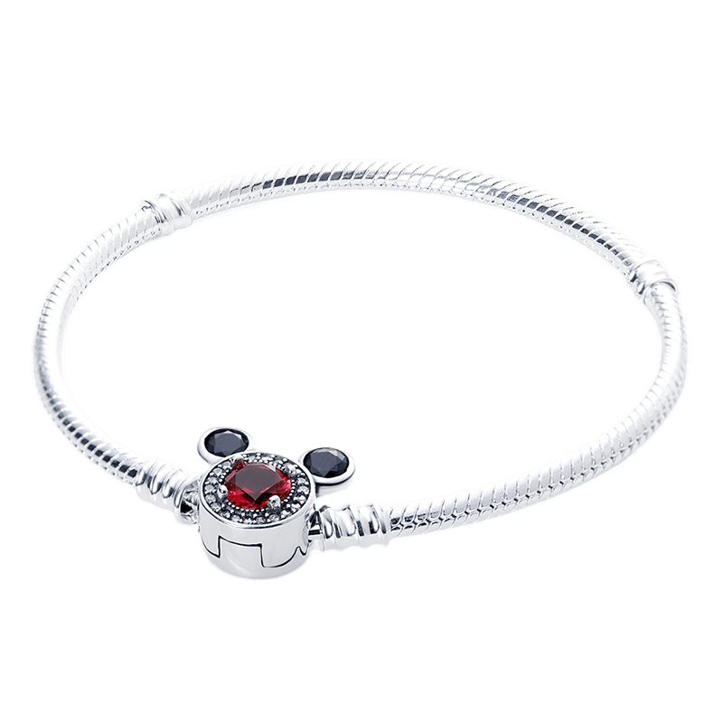 Disney Mickey Mouse Red Gem Snake Chain Bracelet