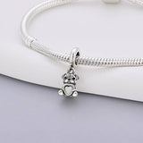 Pug Dog with Heart Stone Dangle Charm