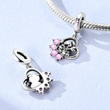 Puppy with Bone & Paw Heart Dangle Charm