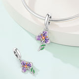 Purple Orchid Flower Dangle Charm