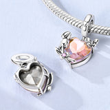 Rainbow Heart with Butterfly & Flowers Dangle Charm