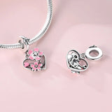 Rotating Cherry Blossom Heart Dangle Charm