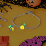 Skeleton & Witch Cat on Pumpkin Charm