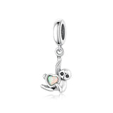 Sloth Hanging with Heart Stone Dangle Charm