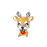 Smiling Deer with Red Heart Charm