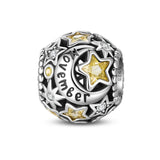 Star & Moon Birthstone Charm