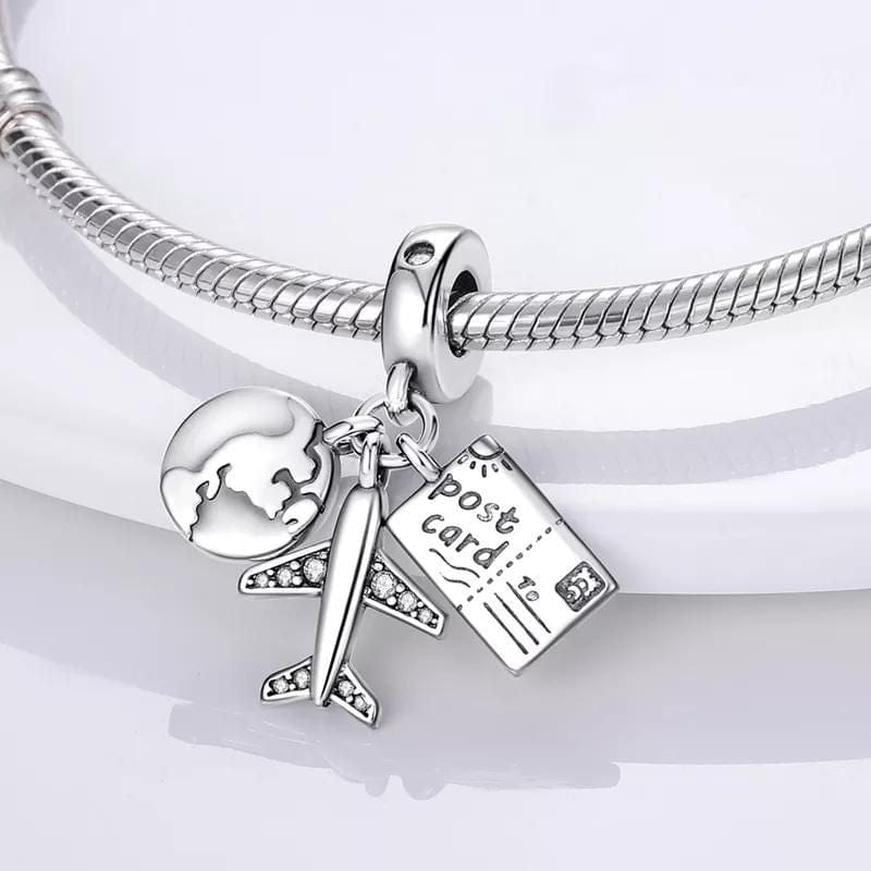 Travel the World Plane Postcard Charm