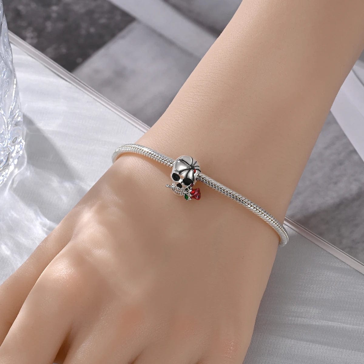 Venomous Rose Skull Charm