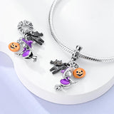 Witch on Broomstick, Luminous Cat & Pumpkin Triple Dangle Charm