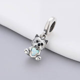 Yorkshire Terrier Dog with Heart Stone Dangle Charm