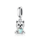 Yorkshire Terrier Dog with Heart Stone Dangle Charm